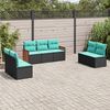 vidaXL 7 Piece Garden Sofa Set with Cushions Black Poly Rattan
