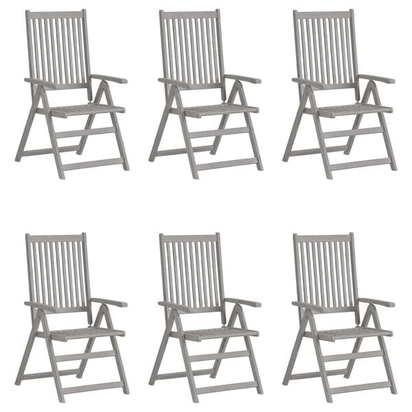 vidaXL Garden Reclining Chairs 6 pcs with Cushions Solid Acacia Wood