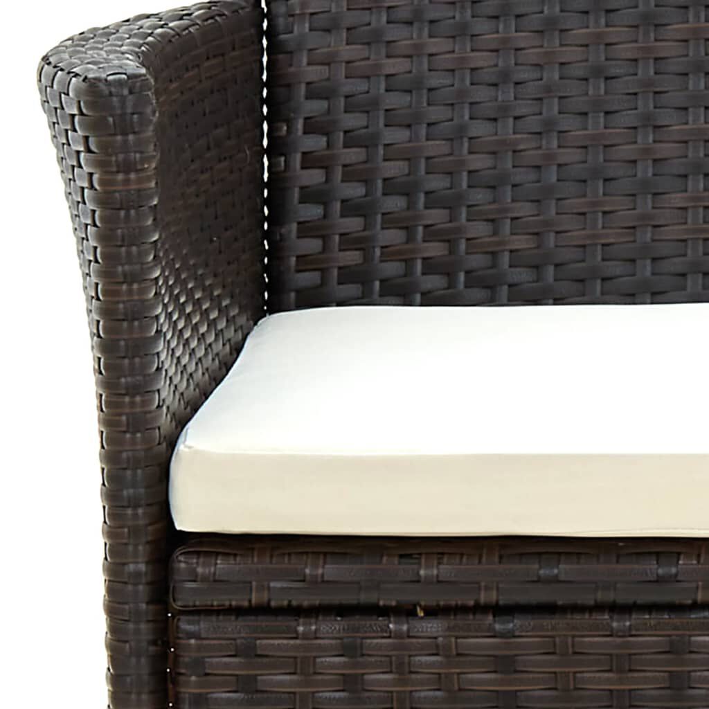 vidaXL Garden Chairs with Cushions 2 pcs Poly Rattan Brown