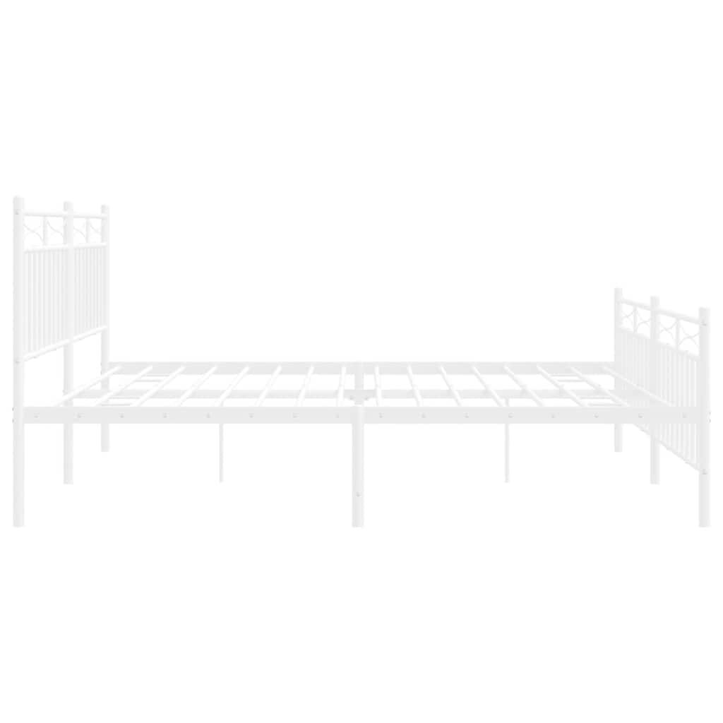vidaXL Metal Bed Frame without Mattress with Footboard White 183x213cm