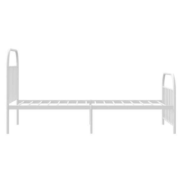 vidaXL Metal Bed Frame without Mattress with Footboard White 100x200cm