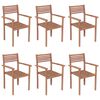 vidaXL Stackable Garden Chairs with Cushions 6 pcs Solid Teak Wood