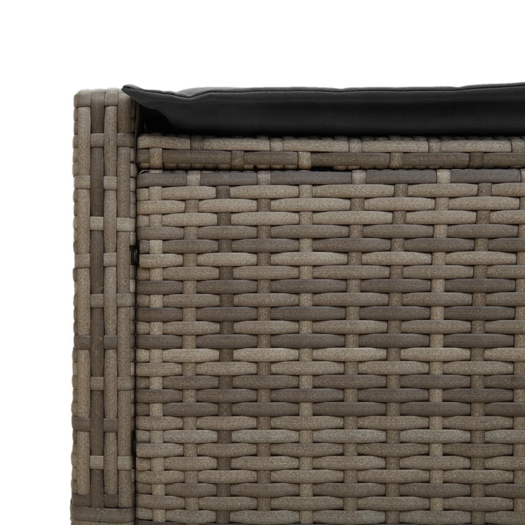 vidaXL Double Sun Lounger with Cushions Grey Poly Rattan