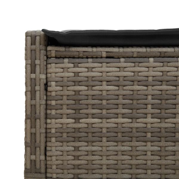 vidaXL Double Sun Lounger with Cushions Grey Poly Rattan