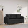 vidaXL 2-Seater Sofa with Throw Pillows Black 120 cm Faux Leather