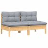 vidaXL 2-Seater Garden Sofa with Grey Cushions Solid Wood Pine