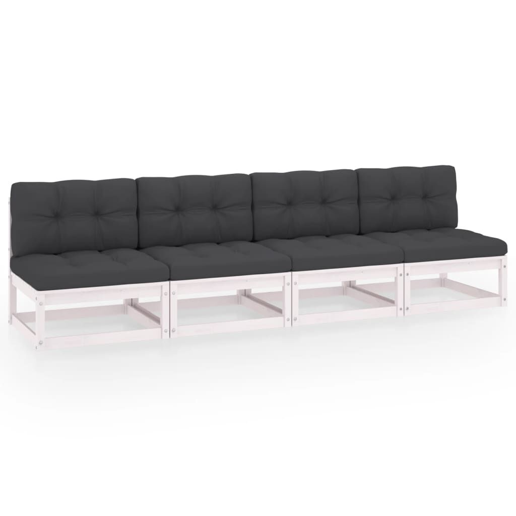 vidaXL 4-Seater Garden Sofa with Cushions Solid Pinewood