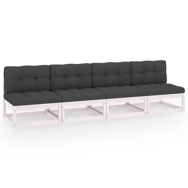 vidaXL 4-Seater Garden Sofa with Cushions Solid Pinewood