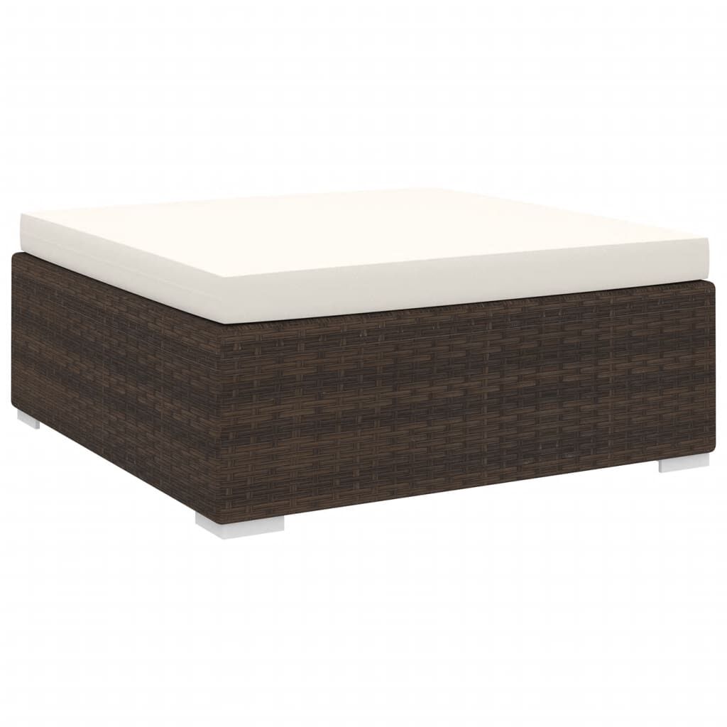 vidaXL Sectional Footrest with Cushion Poly Rattan Brown