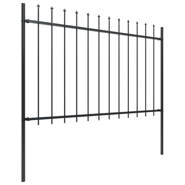 vidaXL Garden Fence with Spear Top Steel 714.5x120 cm Black