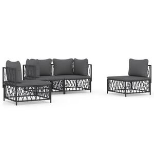 vidaXL 4 Piece Garden Lounge Set with Cushions Anthracite Steel
