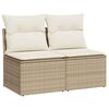 vidaXL 2 Piece Garden Sofa Set with Cushions Beige Poly Rattan Acacia