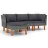 vidaXL 4 Piece Garden Lounge Set with Cushions Poly Rattan Grey