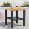 vidaXL Garden Table Black 40x40x42 cm Poly Rattan Acacia Wood