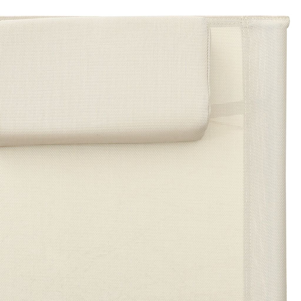 vidaXL Sun Lounger Textilene Cream and Grey