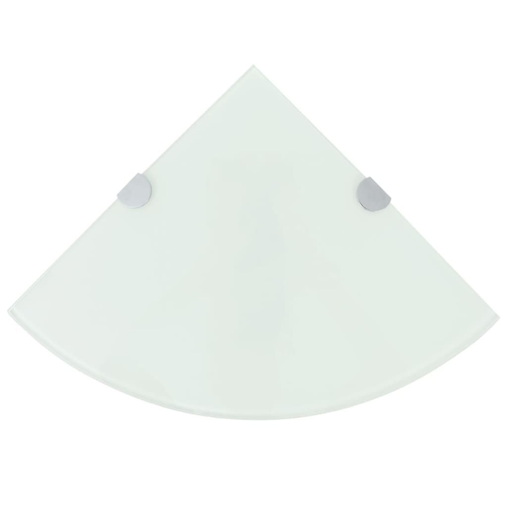 vidaXL Corner Shelf with Chrome Supports Glass White 25x25 cm