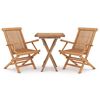 vidaXL 3 Piece Garden Dining Set Solid Wood Teak