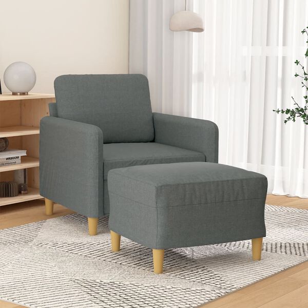 vidaXL Sofa Chair with Footstool Dark Grey 60 cm Fabric