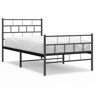 vidaXL Metal Bed Frame without Mattress with Footboard Black 100x190 cm