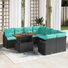 vidaXL Garden Sofa Set with Cushion Manual 9 pcs Black and blue