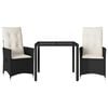 vidaXL 5 Piece Garden Dining Set with Cushions Black Poly Rattan
