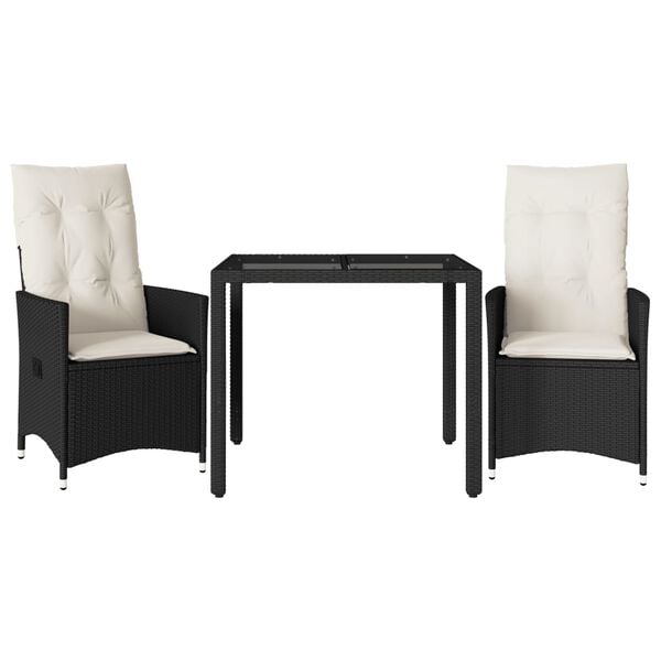 vidaXL 5 Piece Garden Dining Set with Cushions Black Poly Rattan