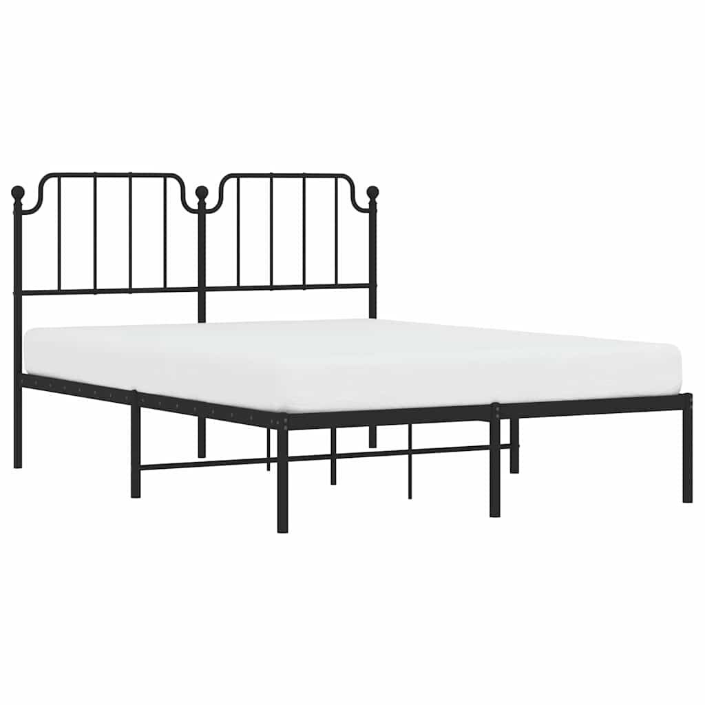 vidaXL Metal Bed Frame without Mattress with Headboard Black 150x200cm