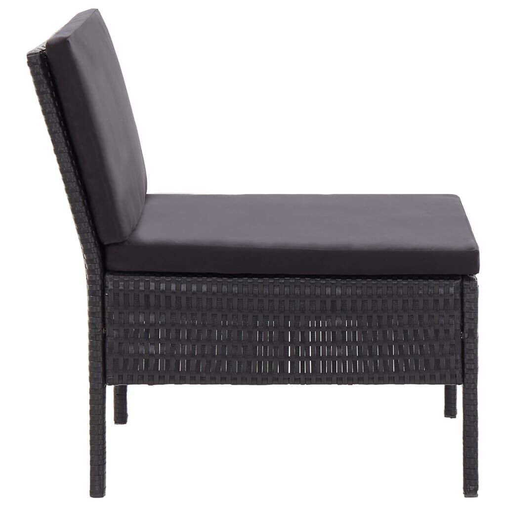 vidaXL 6 Piece Garden Lounge Set with Cushions Poly Rattan Black
