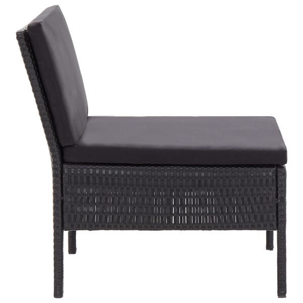 vidaXL 6 Piece Garden Lounge Set with Cushions Poly Rattan Black