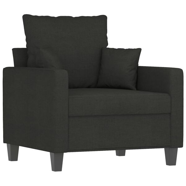 vidaXL 3 Piece Sofa Set with Pillows Black Fabric