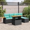 vidaXL 6 Piece Garden Sofa Set with Cushions Black Poly Rattan Acacia