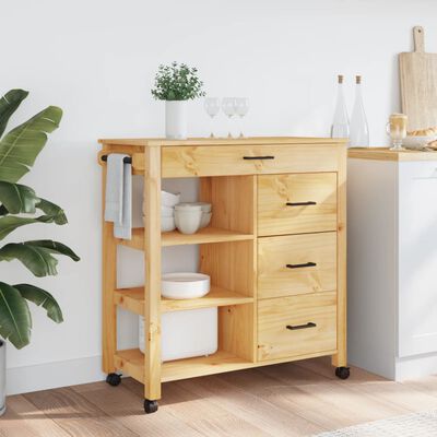 vidaXL Kitchen Trolley MONZA 84x40x90 cm Solid Wood Pine