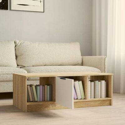 vidaXL Coffee Table White and Sonoma Oak 102x50x36 cm Engineered Wood