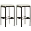 vidaXL 3 Piece Garden Bar Set with Cushions Poly Rattan Brown