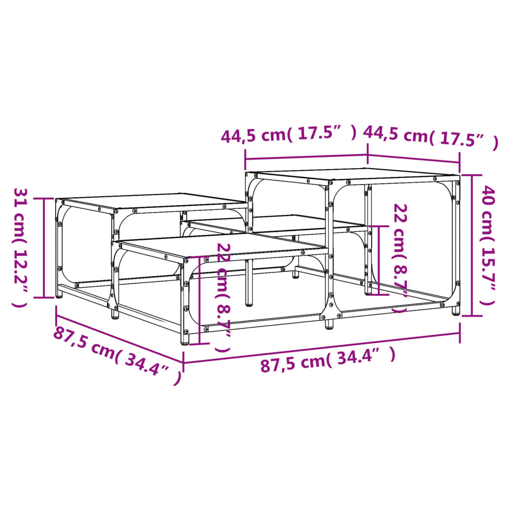 vidaXL Coffee Table Smoked Oak 87.5x87.5x40 cm Engineered Wood
