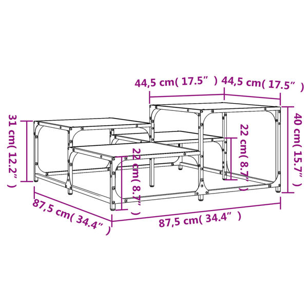 vidaXL Coffee Table Smoked Oak 87.5x87.5x40 cm Engineered Wood