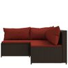 vidaXL 3 Piece Garden Lounge Set with Cushions Brown Poly Rattan