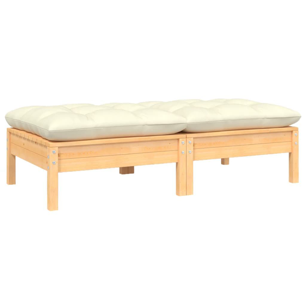 vidaXL 2-Seater Garden Sofa with Cream Cushions Solid Pinewood