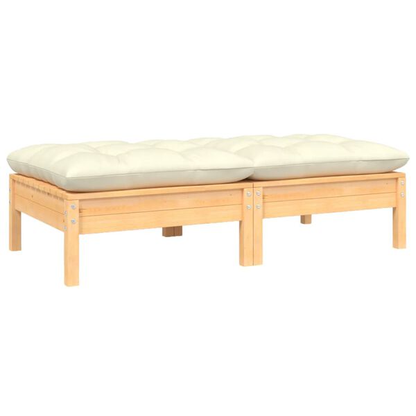 vidaXL 2-Seater Garden Sofa with Cream Cushions Solid Pinewood