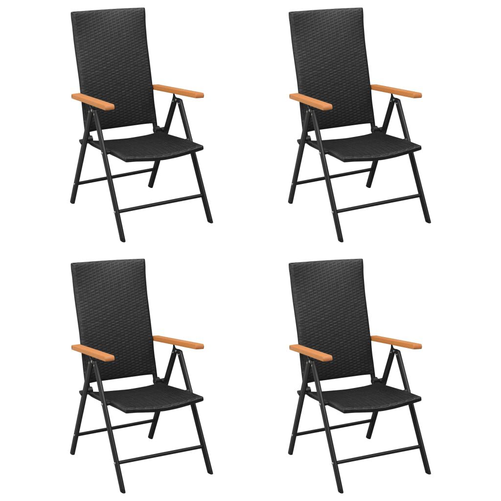 vidaXL Garden Chairs 4 pcs Poly Rattan Black
