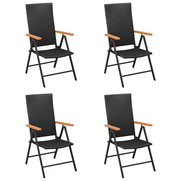 vidaXL Garden Chairs 4 pcs Poly Rattan Black