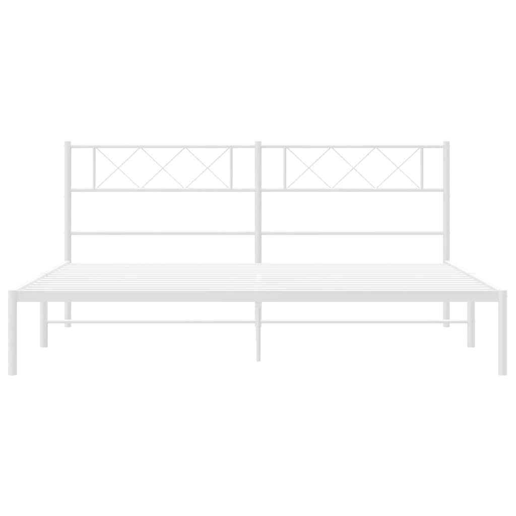 vidaXL Metal Bed Frame without Mattress with Headboard White 193x203cm