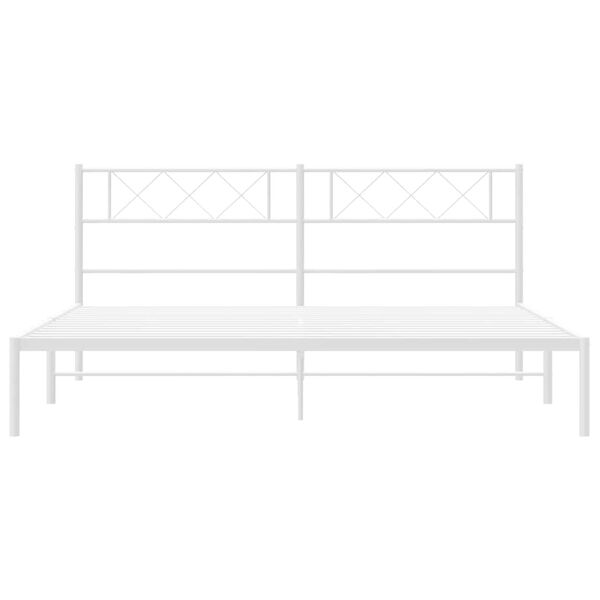 vidaXL Metal Bed Frame without Mattress with Headboard White 193x203cm