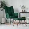 vidaXL Rocking Chair with a Stool Dark Green Velvet
