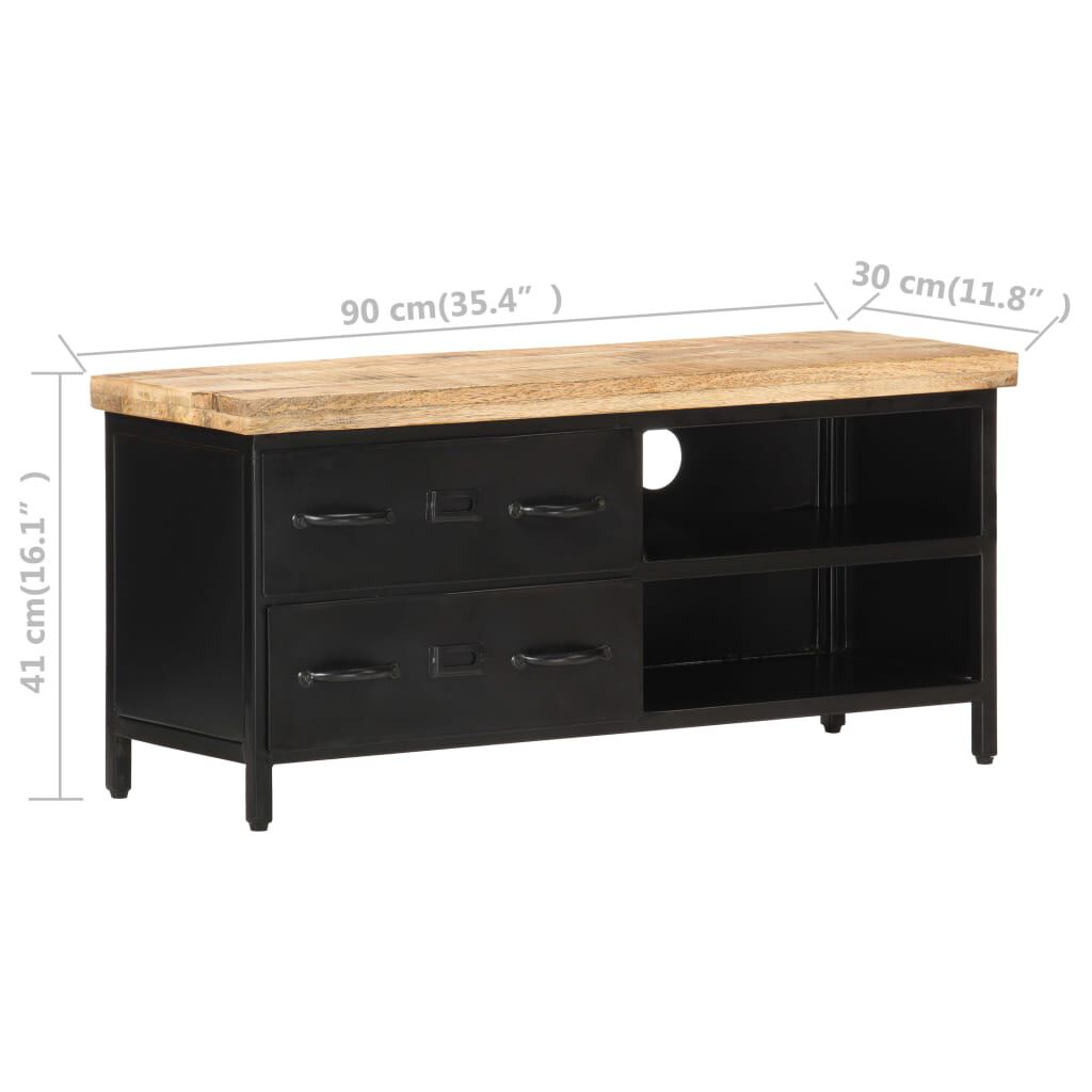 vidaXL TV Cabinet 90x30x41 cm Rough Mango Wood