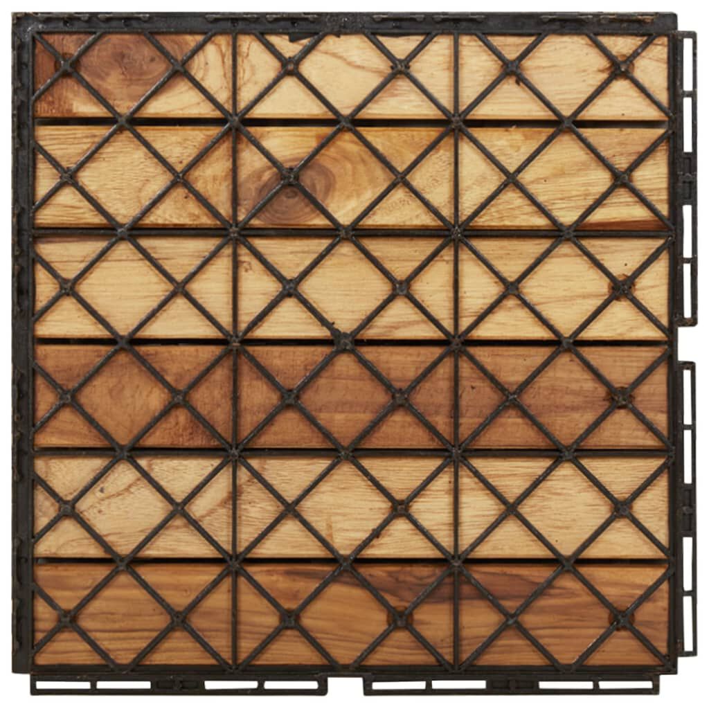 vidaXL Decking Tiles 10 pcs 30x30 cm Solid Wood Teak Vertical Pattern