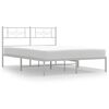 vidaXL Metal Bed Frame without Mattress with Headboard White 150x200cm