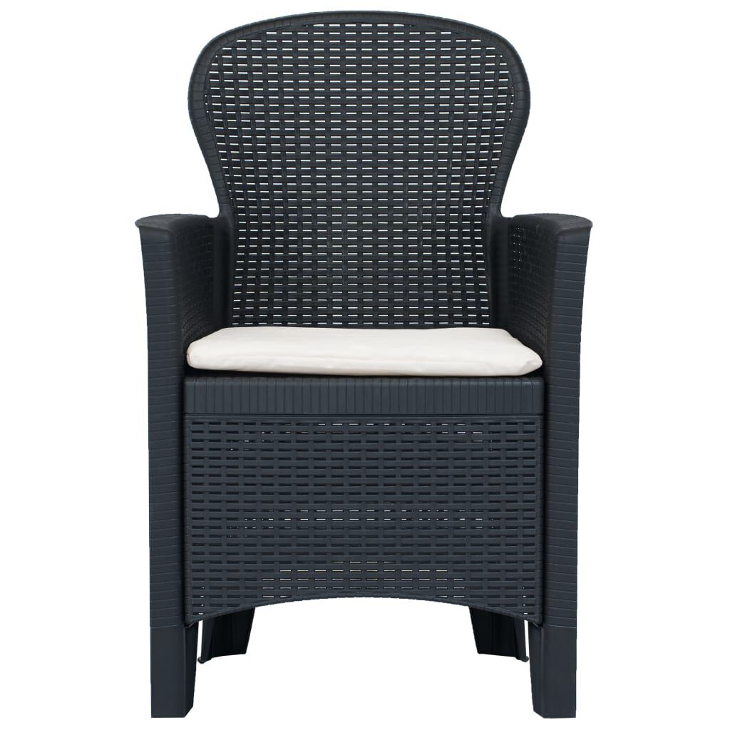vidaXL Garden Chairs 2 pcs with Cushion Anthracite Plastic Rattan Look
