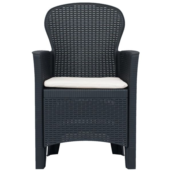 vidaXL Garden Chairs 2 pcs with Cushion Anthracite Plastic Rattan Look