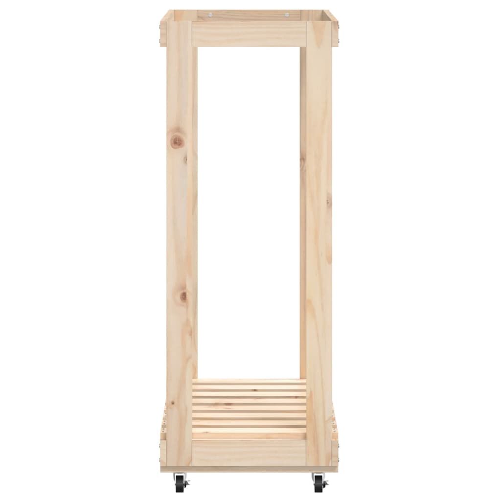 vidaXL Log Holder with Wheels 76.5x40x108 cm Solid Wood Pine